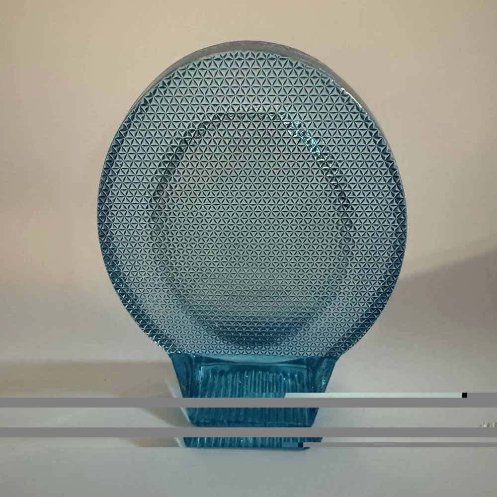 Blue Textured Oval Glass Picture Frame Cottagecore